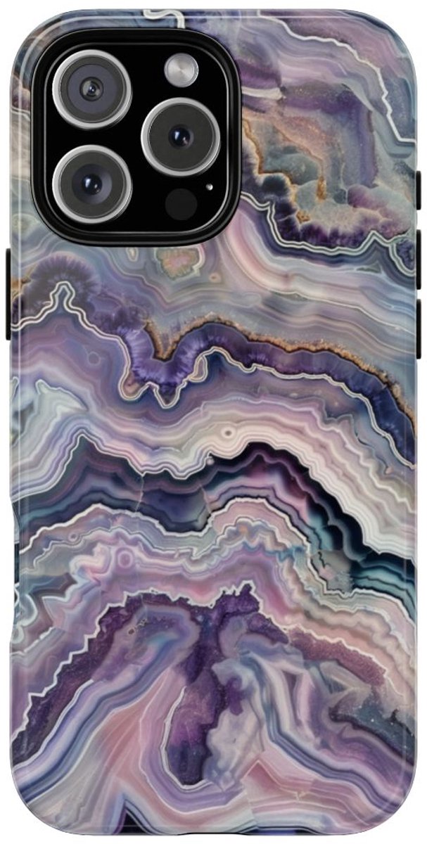 Paars-Blauw Geodepatroon – Telefoonhoesje Geschikt voor iPhone 16 Pro Max