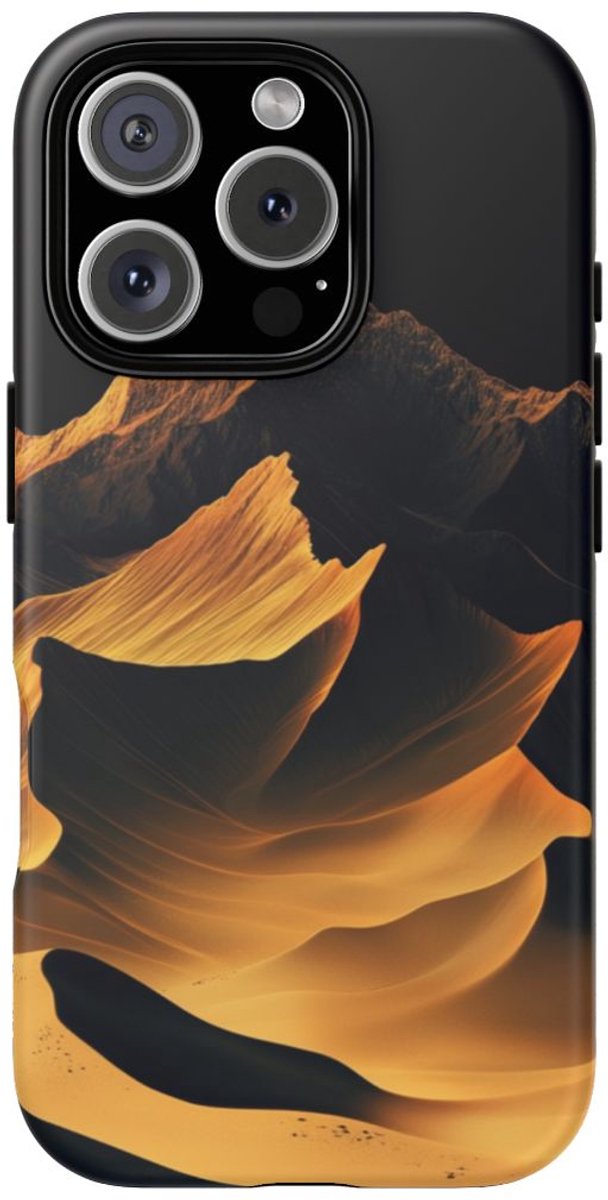 Gouden Gradient Bergenlandschap – Telefoonhoesje Geschikt voor iPhone 16 Pro