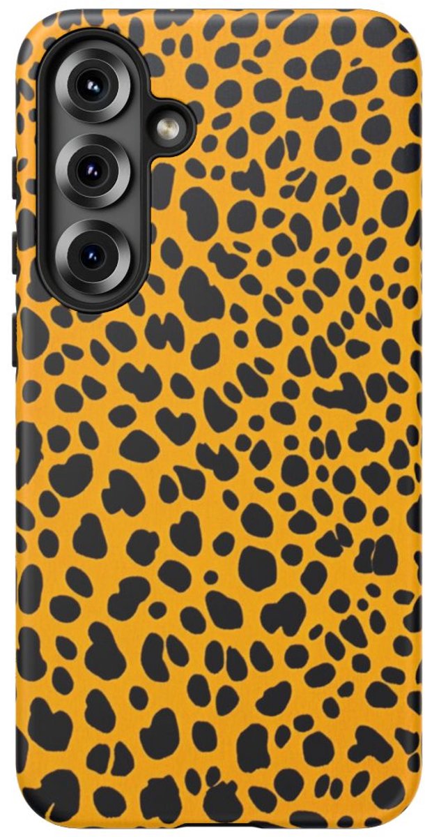 Zwart-Oranje Luipaardprint – Mat Hoesje Geschikt voor Galaxy S25 Plus