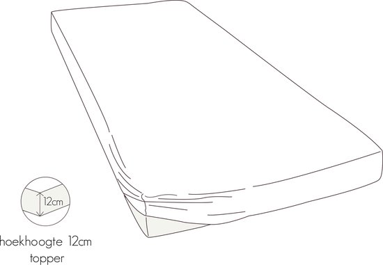 Drap-housse Kayori Tara Topper en Hoeslaken - 140-160 x 200-220 cm - Katoen bio - Sans repassage - Wit