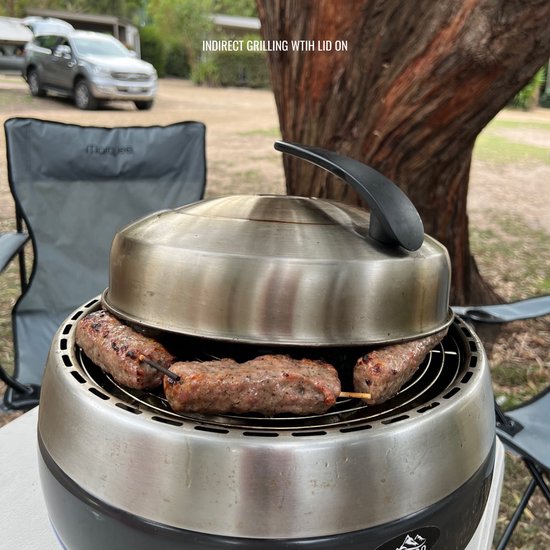 BBQ2GO SET2025 - Rookvrije Houtskool Tafelbarbecue - Direct en Indirect grillen en smoken, GRATIS Pizzaset & Draagtas - Ø30cm van Merkloos — afbeelding 3