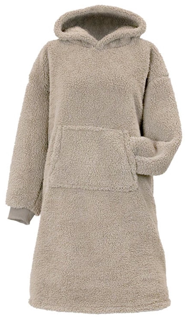 Unique Living Oversized Teddy Fleece Hoodie Long Chateau Grey