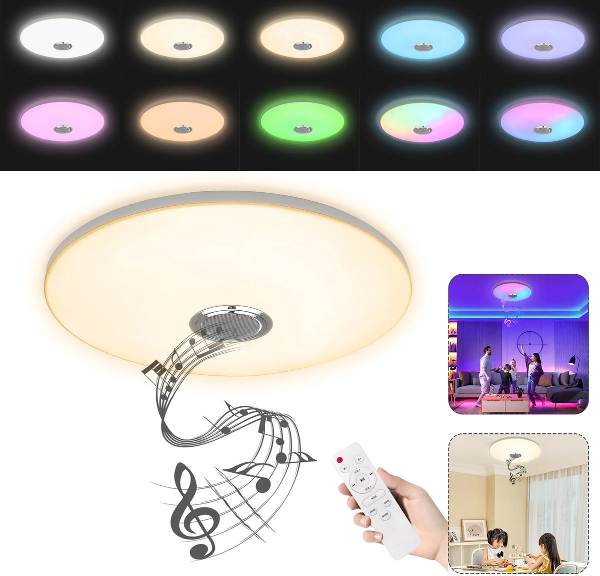 72W RGB LED Deckenleuchte Deckenlampe Dimmbar mit Bluetooth Lautsprecher App