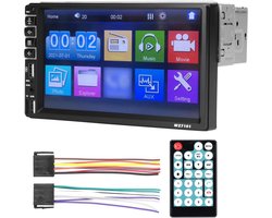 7" Single DIN autoradio, draadloos CarPlay en draadloos Android Auto, touchscreen autoradio met 12 LED achteruitrijcamera, Bluetooth, Mirror Link, snel opladen, EQ, met afstandsbediening