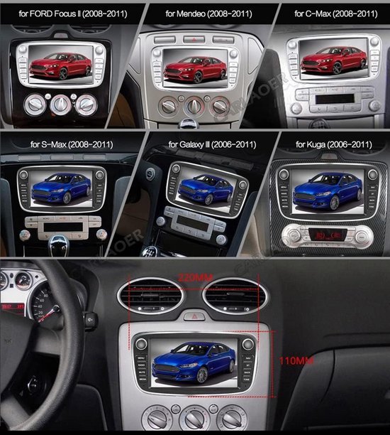 Autoradio DSP Per Ford (Mondeo, Focus, Kuga, C-Max, S-Max, Fusion, Transit, Galaxy) Con Carplay E Android Auto Wireless, Schermo 7'' IPS 1080P, Comandi Al Volante, 3 Anni Di Garanzia