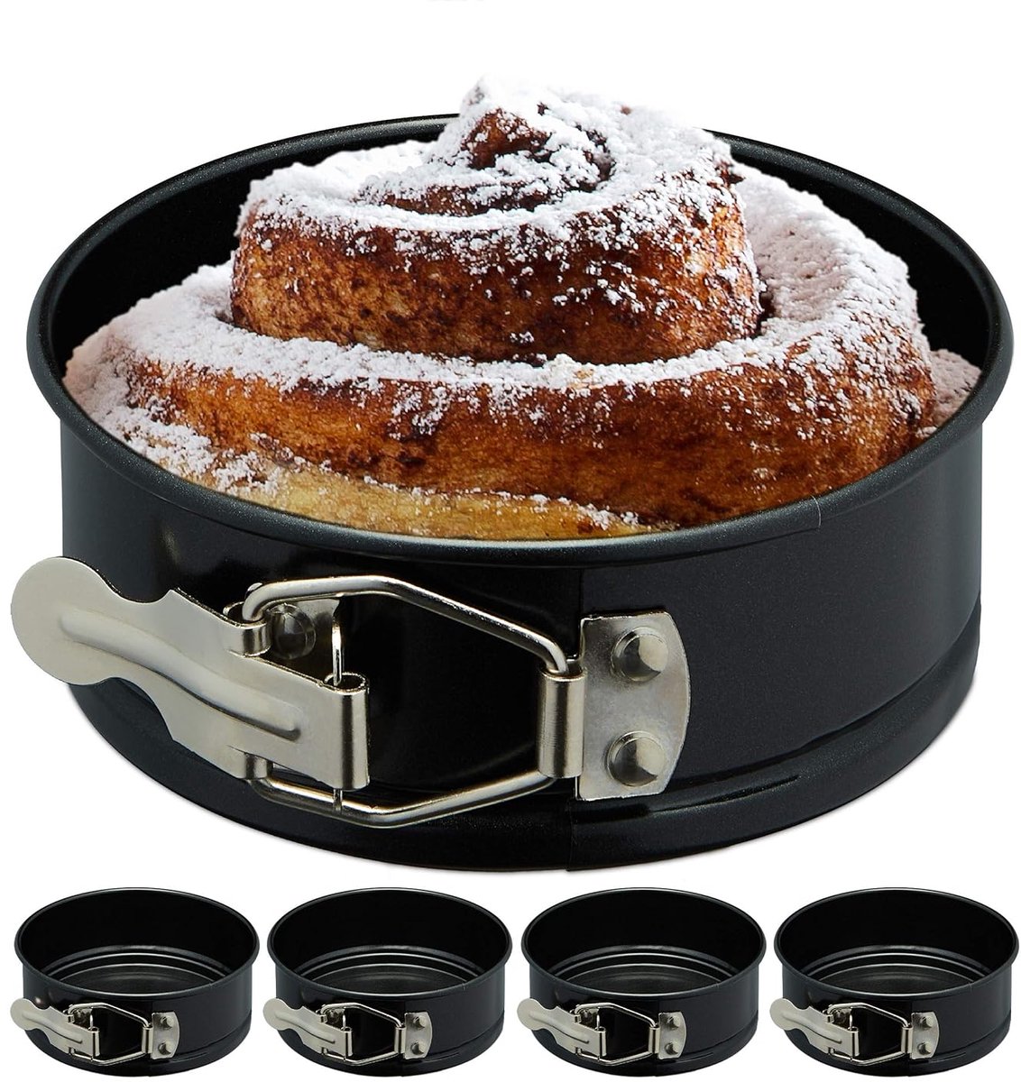 Ronde bakvorm set van 5 - mini taartvormen - hittebestendig - 12 cm