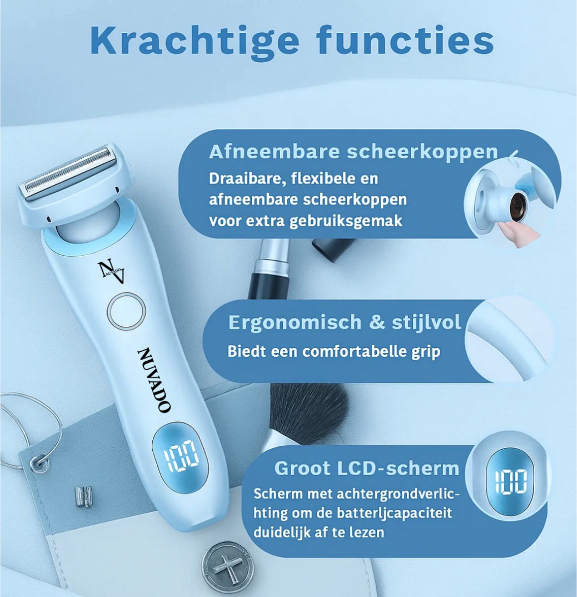 YST Solutions Oplaadbare Ladyshave 2 in 1 met Reiszakje - afbeelding 3