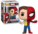 Peter Parker/Spider-Man Funko Pop #1432 met gespleten gezicht, de ene helft Peter Parker, de andere Spider-Man.