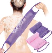 Allecto Plus - Éponge filet exfoliante pour Douche - 2 pièces - Loofahs africains pour le Lessive du corps - Éponges de douche douces avec récureur - Convient aux hommes et aux femmes.