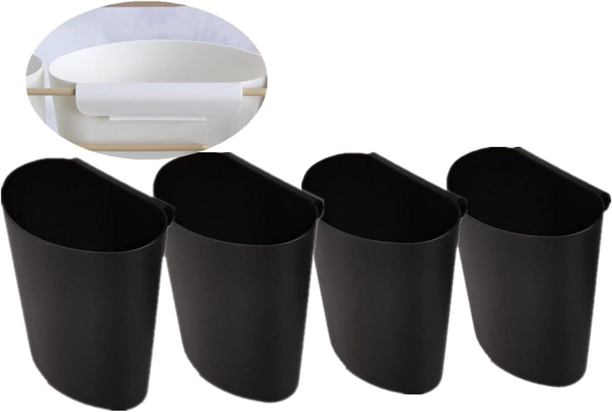 Allecto Plus - Hangende bekerhouder set van 4 stuks voor plantencontainers en bloempotten - Ruimtebesparende kar voor opslag - Keuken en kantoor muurorganizer met potloodhouder en make-up opbergemmer - Decoratie optimalisatie.