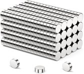 Allecto Plus - Mini-magneten sterk 100 stuks - 5 x 2 mm - ronde kleine magneten - vernikkeld staal - voor whiteboard, prikbord en magneetbord - koelkastmagneten