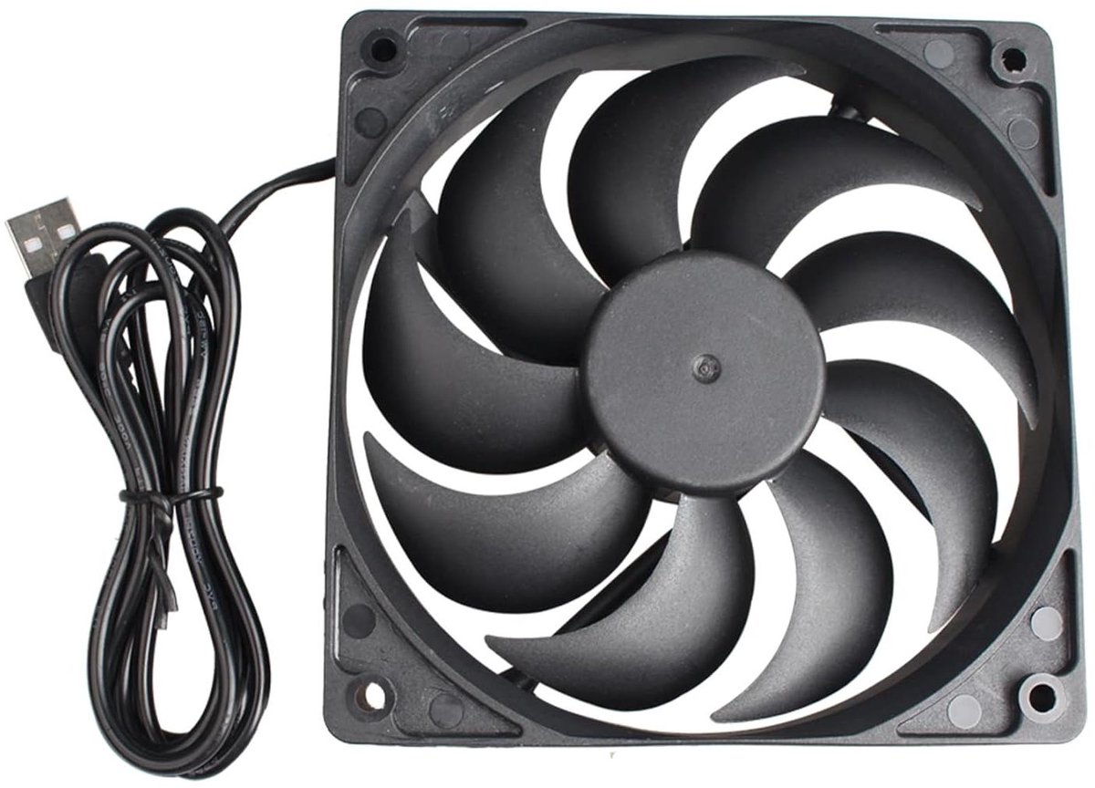 Allecto Plus - Stille koelventilator 120 x 120 x 25 mm - Borstelloze ventilator met USB aansluiting voor computerkasten - Koellichaam voor CPU-systeem - Geschikt voor 3D Printer PC CPU - Geruisloos en efficiënt