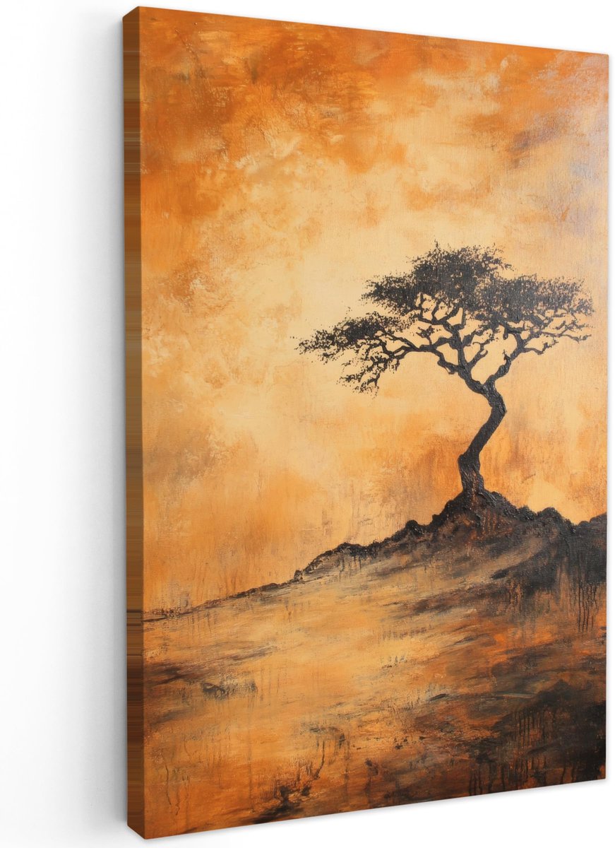 Ibenzoa Imposant Canvas Schilderij 80 x 120 cm voor Sfeervolle Wanddecoratie in Huis Boom - Landschap