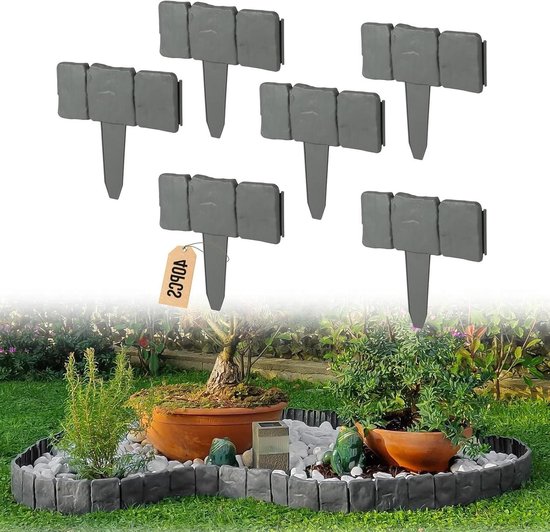 EXLECO 40 stuks gazonrand, kunststof, grijs, 10 meter, borderrand in