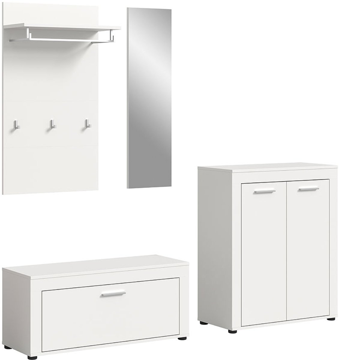 Jam garderobe opstelling 4 delen wit.