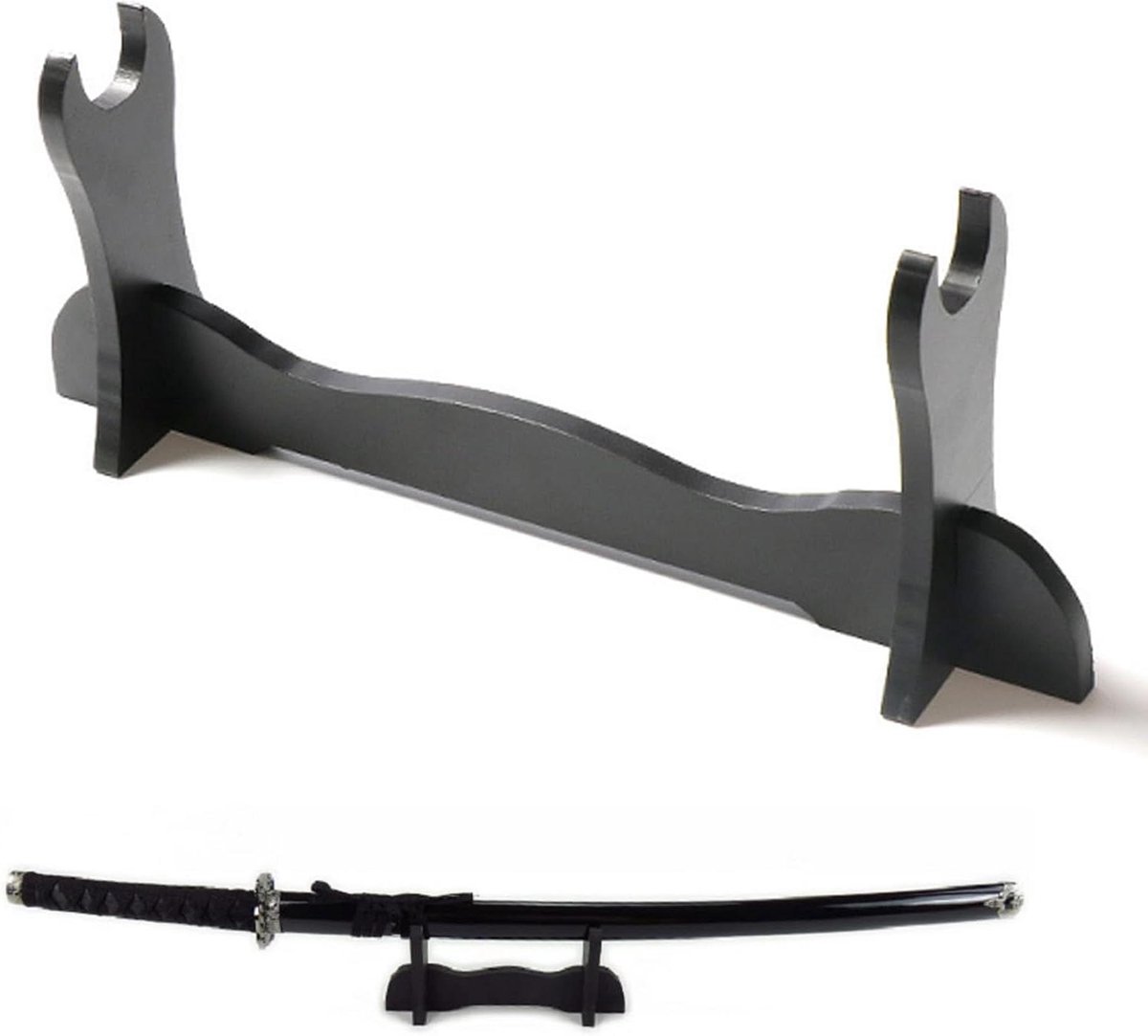 Allecto Plus - Zwaardhouder en displayrek voor Japans samoeraizwaard - Samurai zwaardstandaard voor katana - Gladiator zwaardrek met lichtzwaard - Handige katana-houder met karakter - Originele zwaardstandaard voor verzamelaars.
