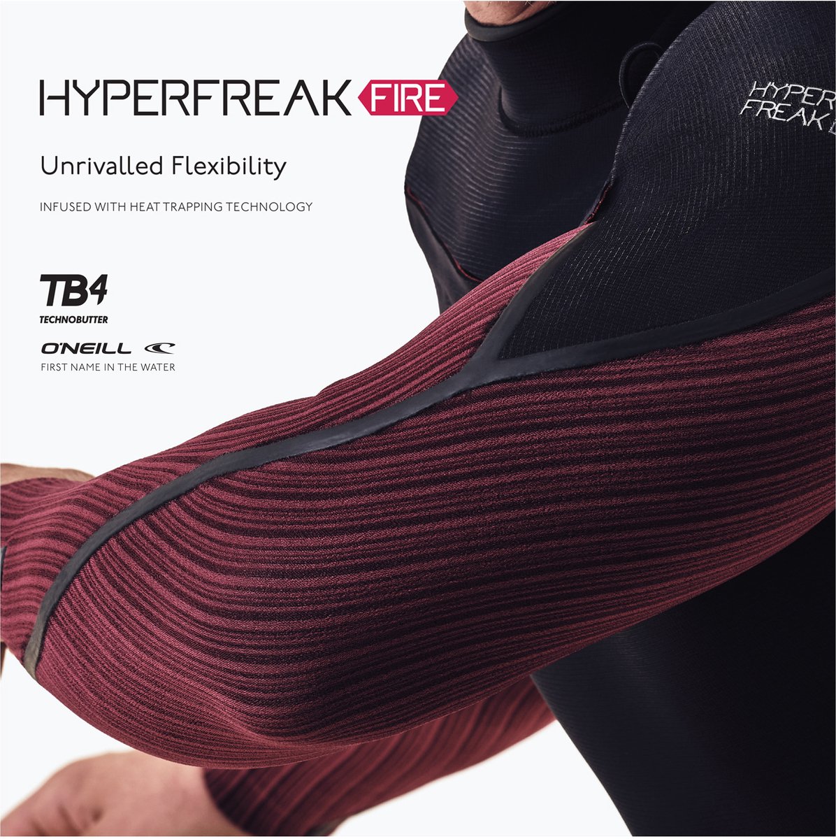 2025 O'Neill Heren Hyperfreak Fire 4/3mm Borst Ritssluiting Wetsuit 55