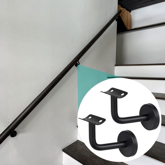 LZQ 180 cm reling roestvrij staal roestvrij staal trapleuning met wandhouders houder voor binnen en buiten, trappen, balkon, balustrade, trappen, balkon, balustrade