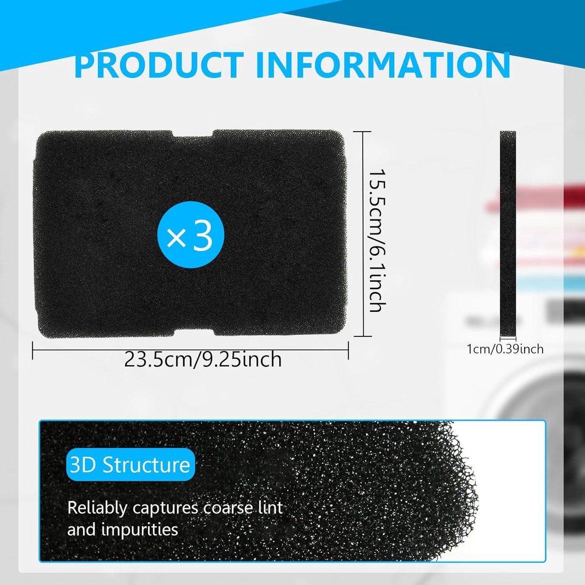 Allecto Plus - Filters voor wasdroger, 3 stuks, 240 x 150 x 10 mm - Beko Grundig Blomberg ElektraBregenz - Schuimstoffilter voor condensdroger met warmtewisselaar - Hoge kwaliteit, efficiënte filtering. thumbnail 6