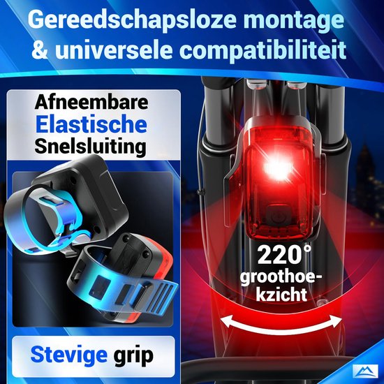 Nextcover Fietslicht Voor en Achter - Fiets Licht USB-C Oplaadbaar & IPX4 Waterdicht - Fietsverlichting Set met 6 Uur Accuduur - Voorlicht en Achterlicht - Fietslamp LED Wit en Rood - Fietslampjes voor alle Fietsjes - Fiets Lamp — afbeelding 3