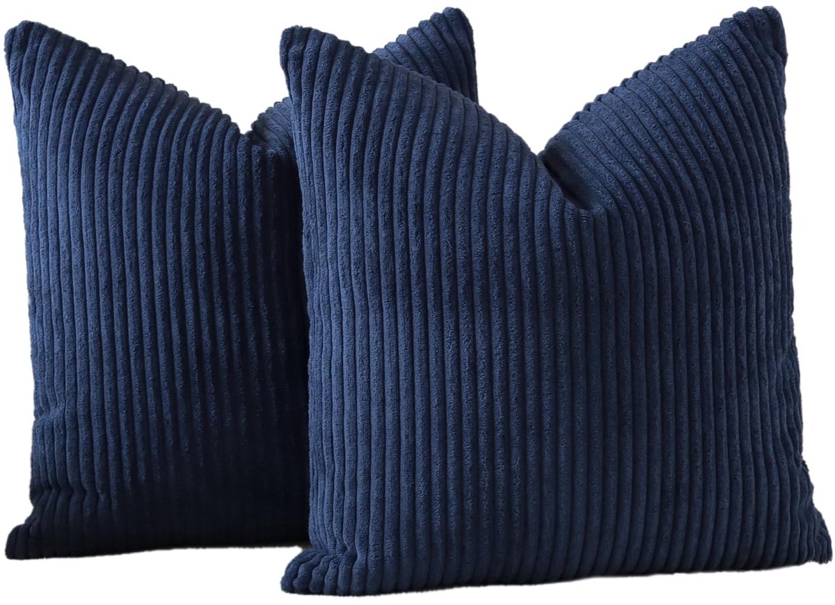 Ibenzoa Set van 2 fluweelzachte kussenhoezen voor bank en woonkamer, 50 x 50 cm, marineblauw Donkerblauw