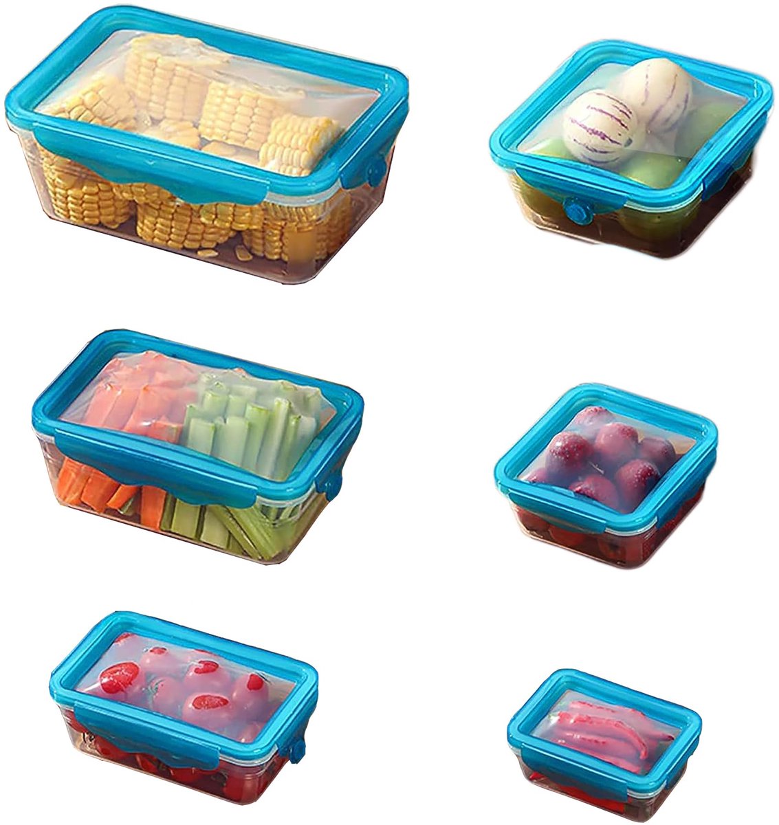 Ibenzoa® Set van 6 Ruimtebesparende Vershouddozen met Luchtdicht Deksel voor Optimale Versheid