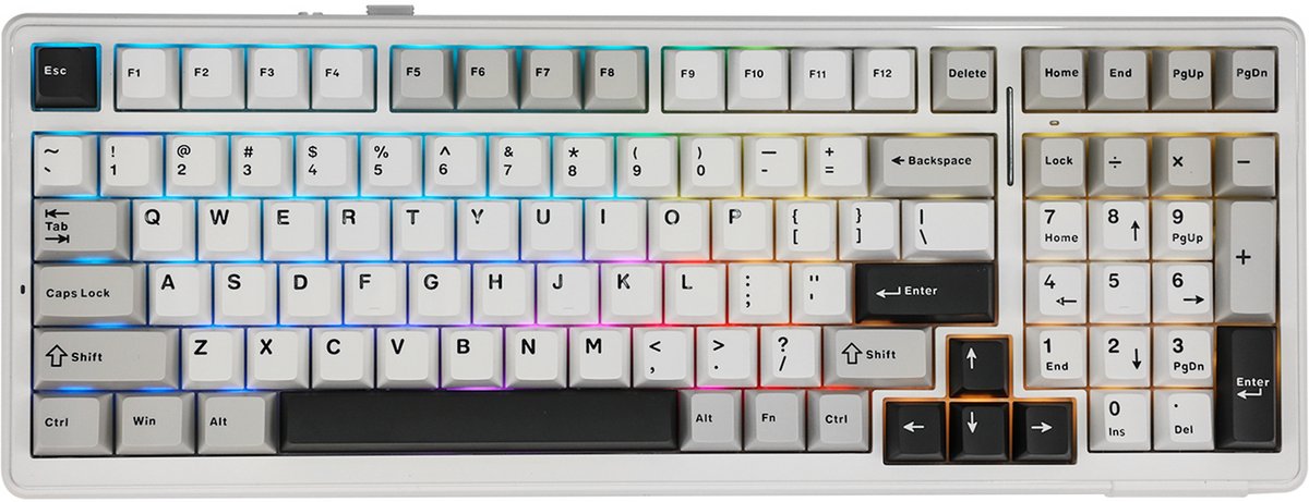 EPOMAKER x AULA F99 Draadloos Mechanisch Toetsenbord, Hot Swappable Pakking Aangepast Gaming Toetsenbord met Vijf Lagen Vulling, Bluetooth/2.4GHz/USB-C, RGB, 8000mAh Batterij (Blauw, Whale Sea Switch