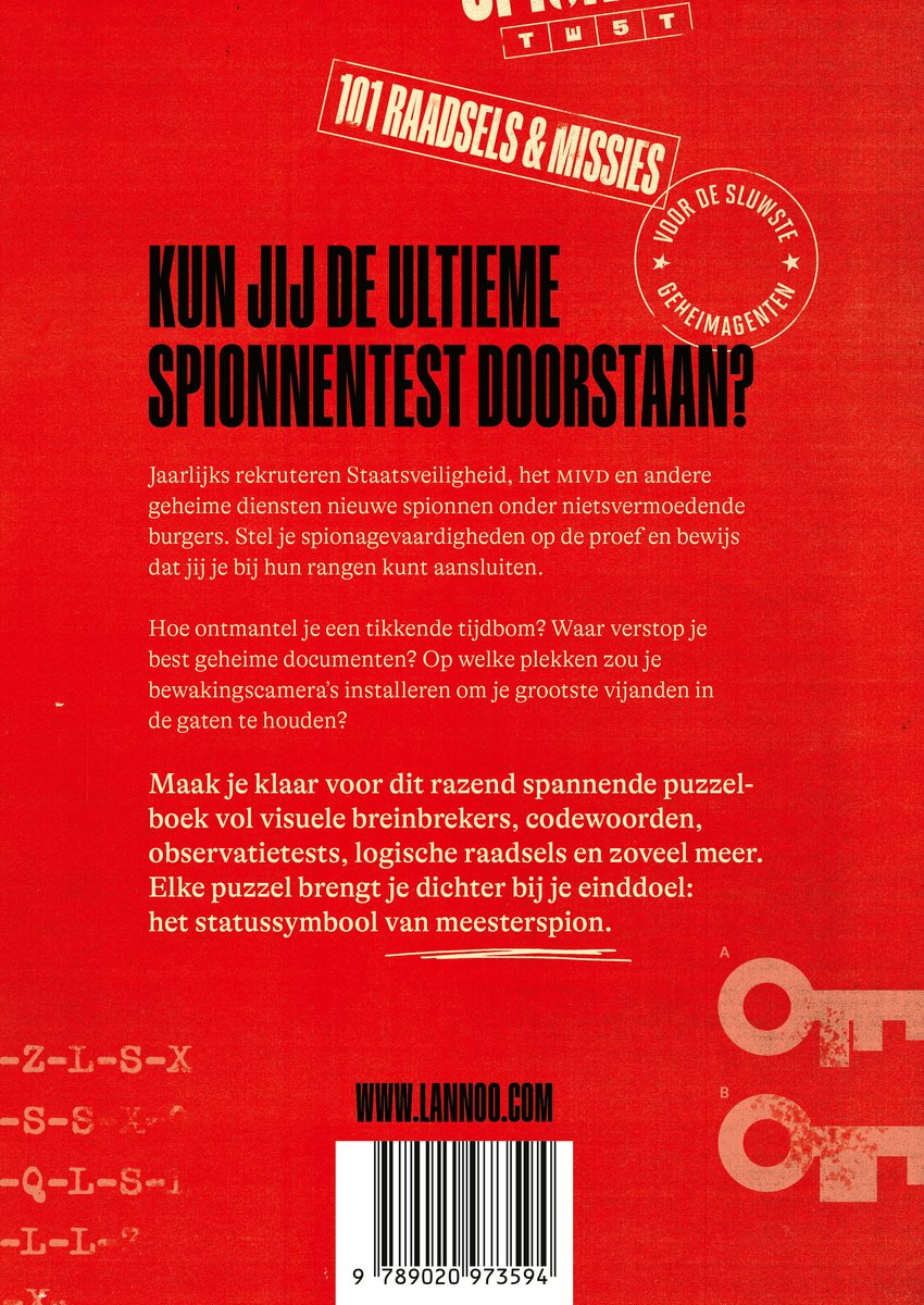 Boekrug met de titel 'De meesterspion: 101 raadsels & missies'.