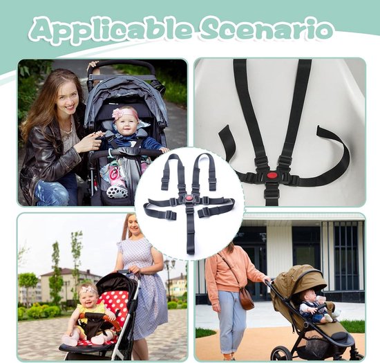 Veiligheidsgordel, hoge stoel, tripp trapp-riem voor baby's en kinderen, verstelbare 5-punts riem, hoge stoel, universele veiligheidsgordel voor kinderzitje, hoge stoel, auto, kinderwagen