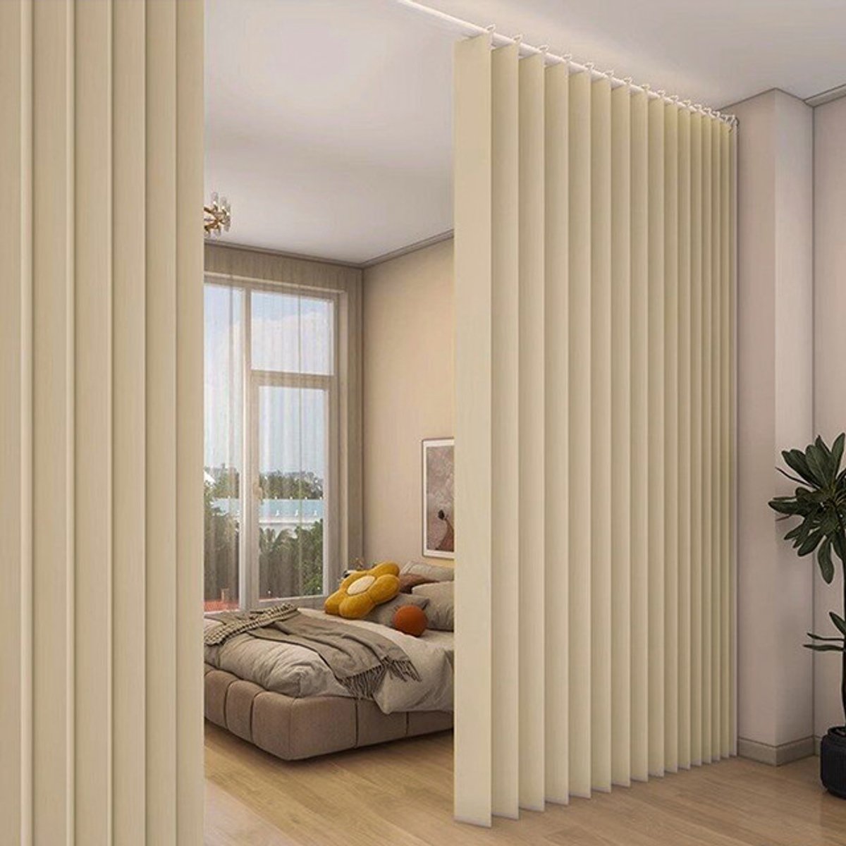 Verduisterende Gordijnen - Qelus - Gordijn Kant en Klaar - Blackout Curtains met Metalen Haken -B 254 x H213cm - Beige - 1 stuks