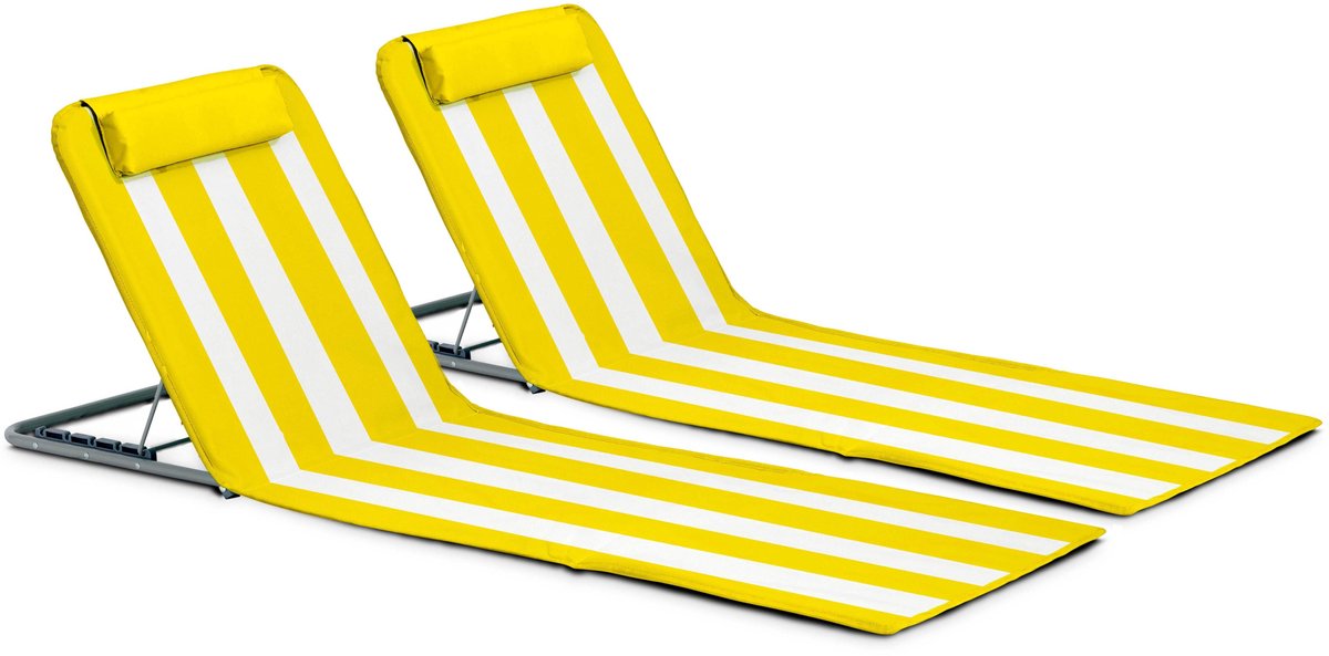 Oviala - Set van 2 strandslaapbanken in amandelgroen textileen - Clic Clac des Plages