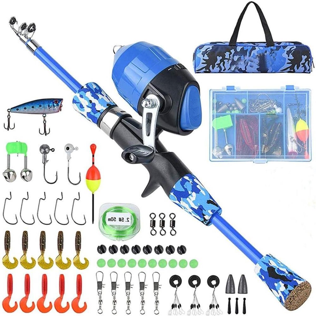 Allecto Plus - Compleet professionele visset voor kinderen met 12 meter hengel en gereedschapsset, inclusief vismolen en aas - hengelaccessoires voor jongens en meisjes - Perfect voor beginners.