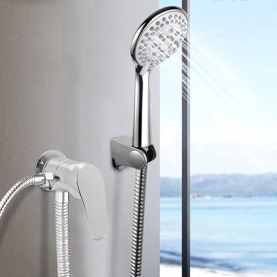 Proox Double Shower Head with Built-in Valve, High Pressure 6 Setting Dual Shower Head Design for Couple on Walk-in Bathroom or Single on Bathtub Bathroom - Brushed Nickel