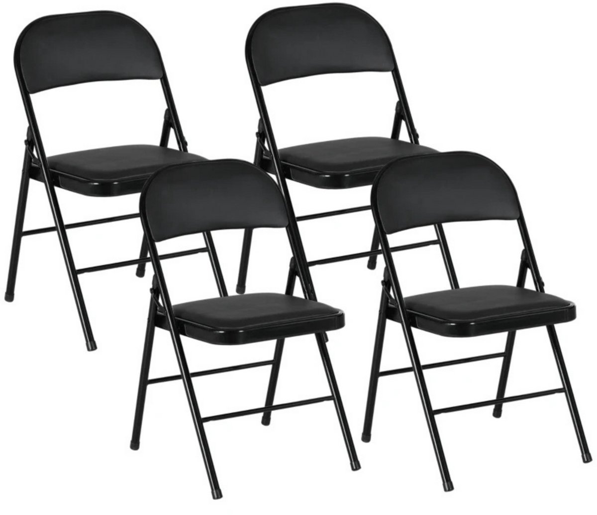 Zenzee Klapstoel set van 4 - Vouwstoel - Eetkamerstoelen - Stoelen - Kunstleer - Zwart