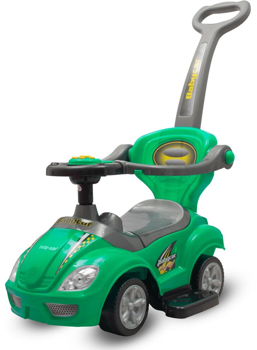 Loopauto - 3 in 1 - Met Duwstang - Groen