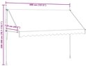 Dimensions d'un auvent gris: largeur 400 cm, projection 125 cm, hauteur 200-300 cm.