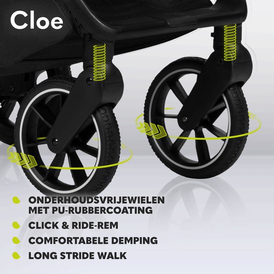 Lionelo Buggy Cloe - Kinderwagen Premium + - tot 22 kg - verstelbare rugleuning - 5-punts veiligheidsgordels - grote zwenkwielen - klamboe - bekerhouder - lichtgewicht - compact - waterdicht van LIONELO — afbeelding 2