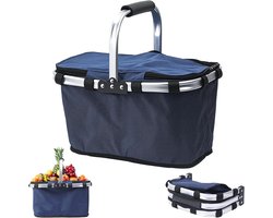 Lunchtas, koeltas，Picknickmand voor 4 personen, geïsoleerd, opvouwbaar tot mand, picknick, picknicktas, picknicktas, opvouwbaar voor boodschappen, gemakkelijk op te bergen, reizen, kamperen