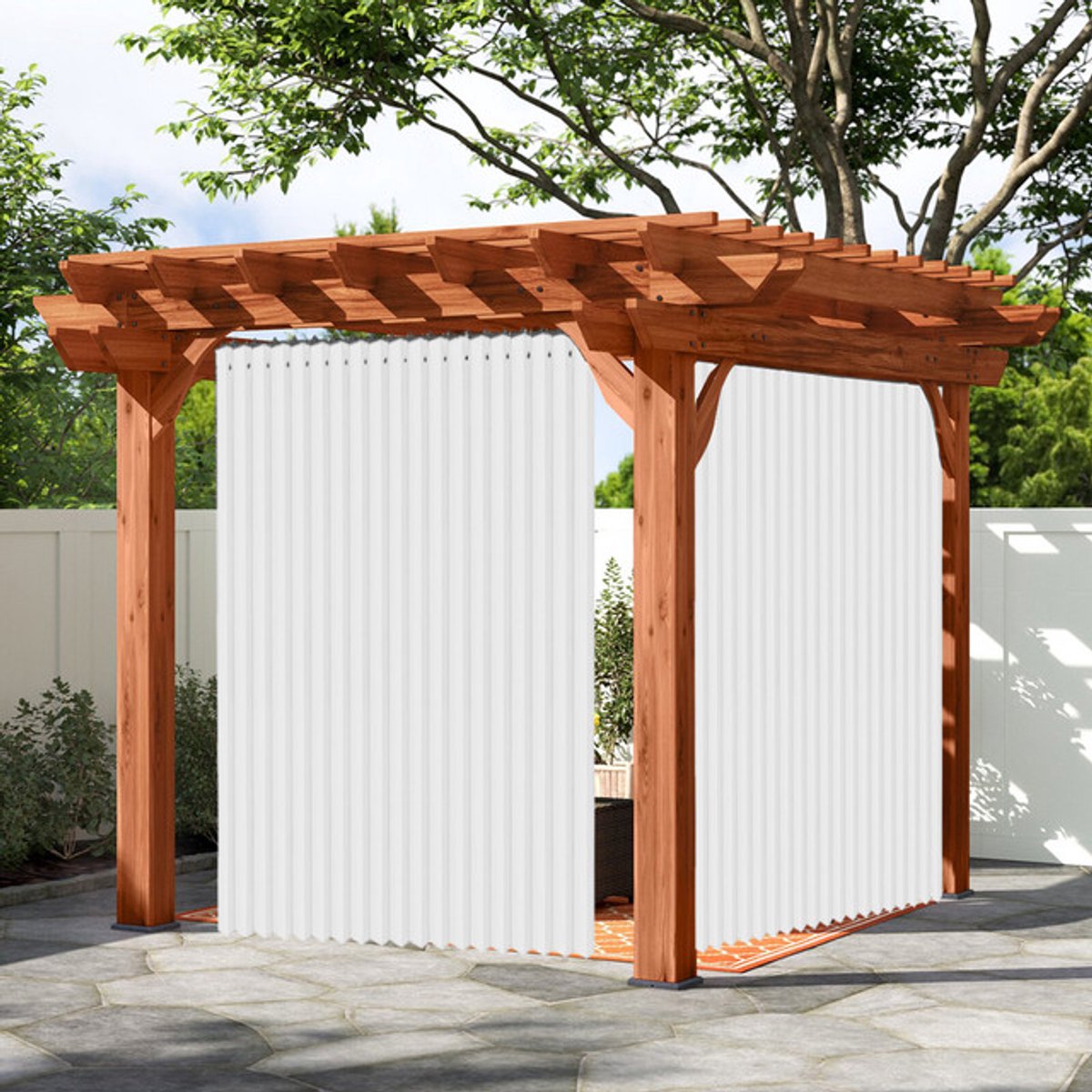 Buitengordijnen - Verduisterende Gordijnen - Blackout Curtains met Metalen Haken - Outdoor Gordijnen Voor Patio en Pergola - B 254 x H213cm - Wit - 1 stuks