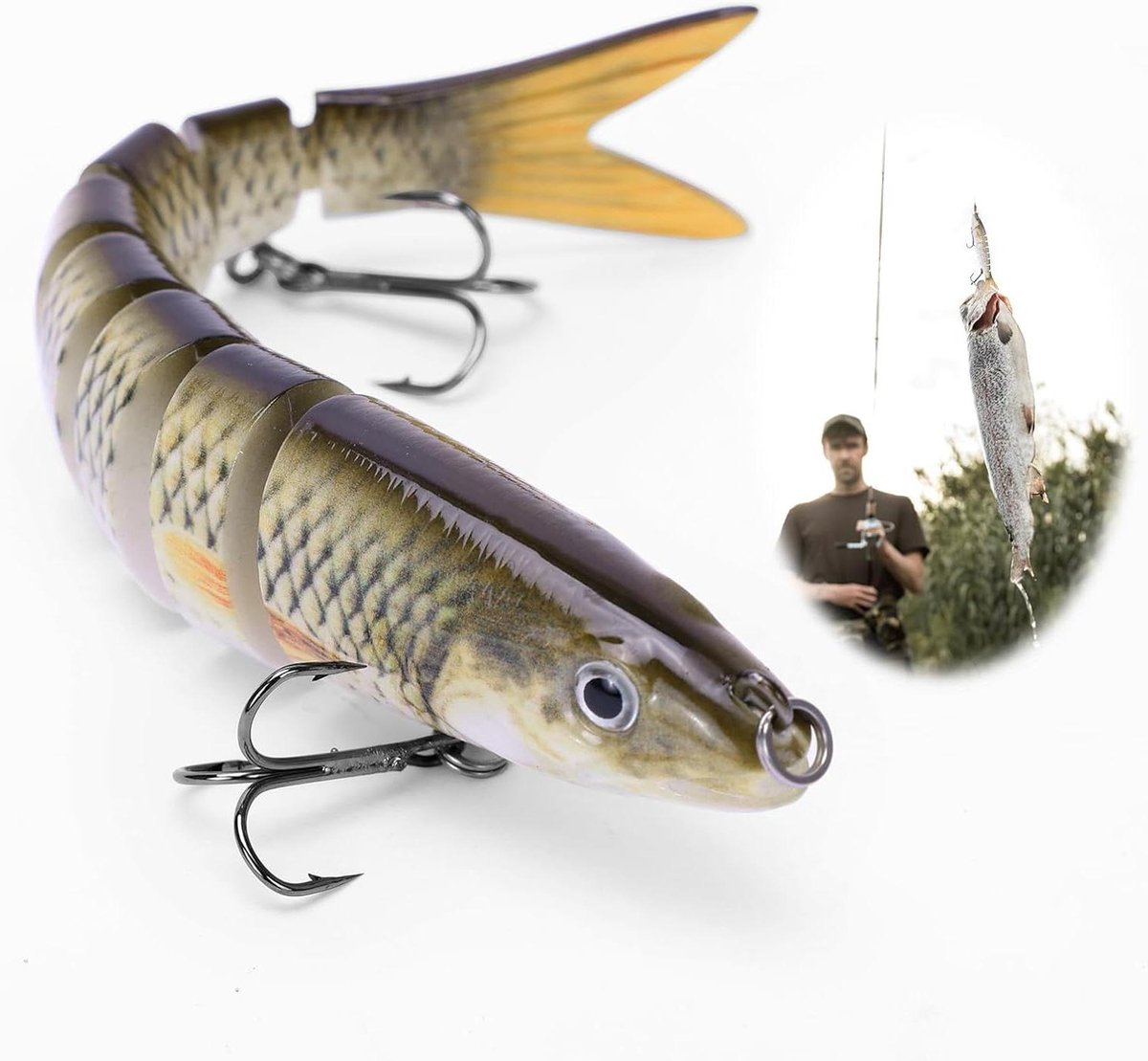 Allecto Plus - Visdobbers Spinach Visset met Wobbler Jerkbait Ideaal voor Snoekbaars en Baars 13.7 cm 27 g Milieuvriendelijk ABS Materiaal