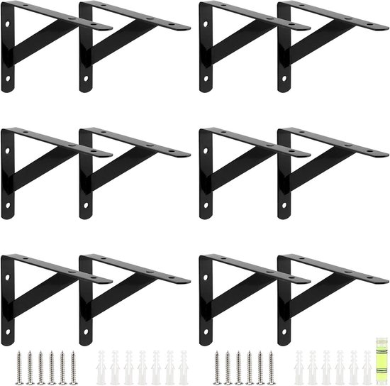 Heavy Duty Driehoek plankdragers Hoek Heavy Duty Beugel 90 Graden Hoek Plank Beugels Zwarte Metalen Plank Beugels voor Wandmontage Boekenplanken Tuin Keuken Badkamer (Size : 345mm*145mm(14*8