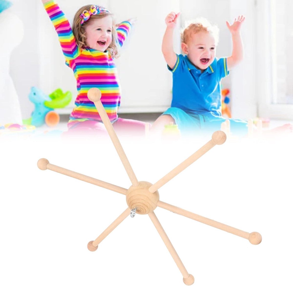 GLOGLOW Houten Mobiele Framekit, Houten Mobiele Hanger Baby Wieg Hanger
