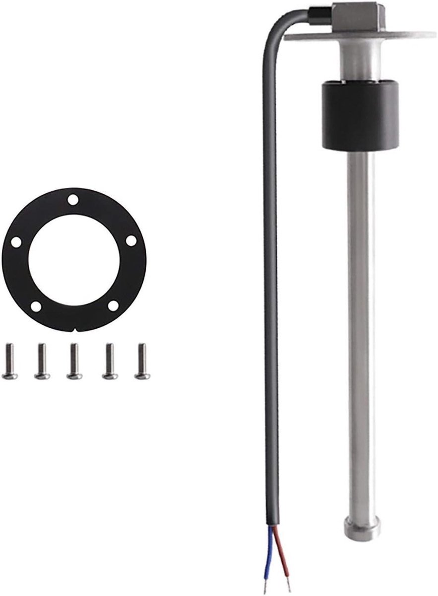 Allecto Plus - Roestvrijstalen Brandstofniveau Meter voor Marine Boot - Waterpeil Sensor - 450mm - 5 Gaten - 0~190ohm - Brandstof en Water Meter