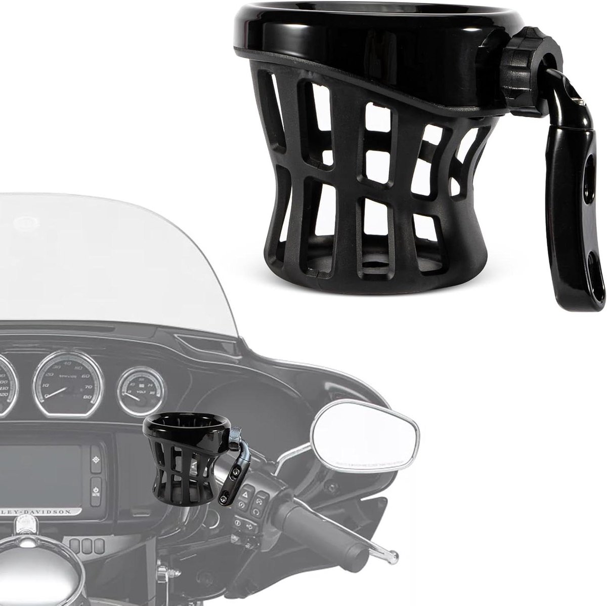 Inovra Plus - Universele Bekerhouder voor Fiets Rolstoel Wandelwagen | Handige Waterfles Houder met Gaasmand | Geschikt voor Dyna Softail Electra Glide | Zwart | Gemakkelijk te Bevestigen | Duurzaam Materiaal