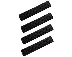 Gordelbeschermers Auto - Comfortabele Gordelpads - Zacht & Wasbaar - Bescherming voor Autogordels - Voor Kinderen & Volwassenen - Zwart - 4 Stuks