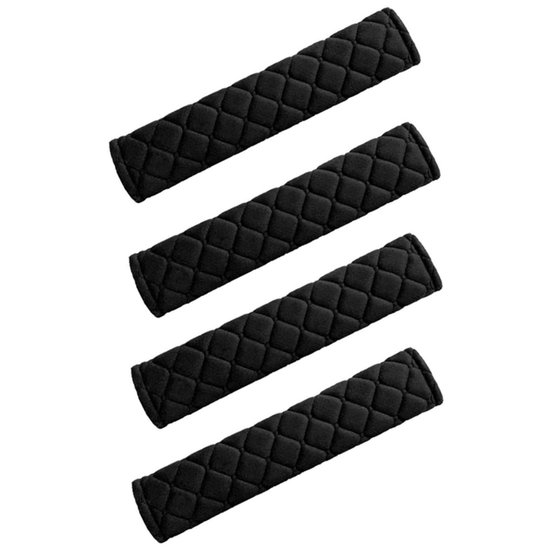 Gordelbeschermers Auto - Comfortabele Gordelpads - Zacht & Wasbaar - Bescherming voor Autogordels - Voor Kinderen & Volwassenen - Zwart - 4 Stuks