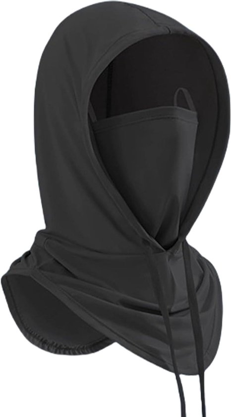 Allecto Plus - Verkoelende bivakmuts zonwerend UV-beschermkap ademend hoofdmasker zwart voor fietsen motorrijden vissen - unisex maat L