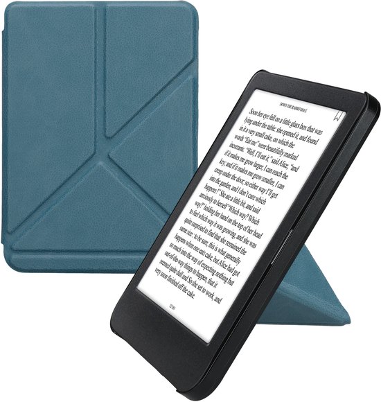 Foto: Kwmobile e reader hoesje geschikt voor kobo clara bw colour hoes ereader flip case met standaard e reader cover van kunstleer in petrol