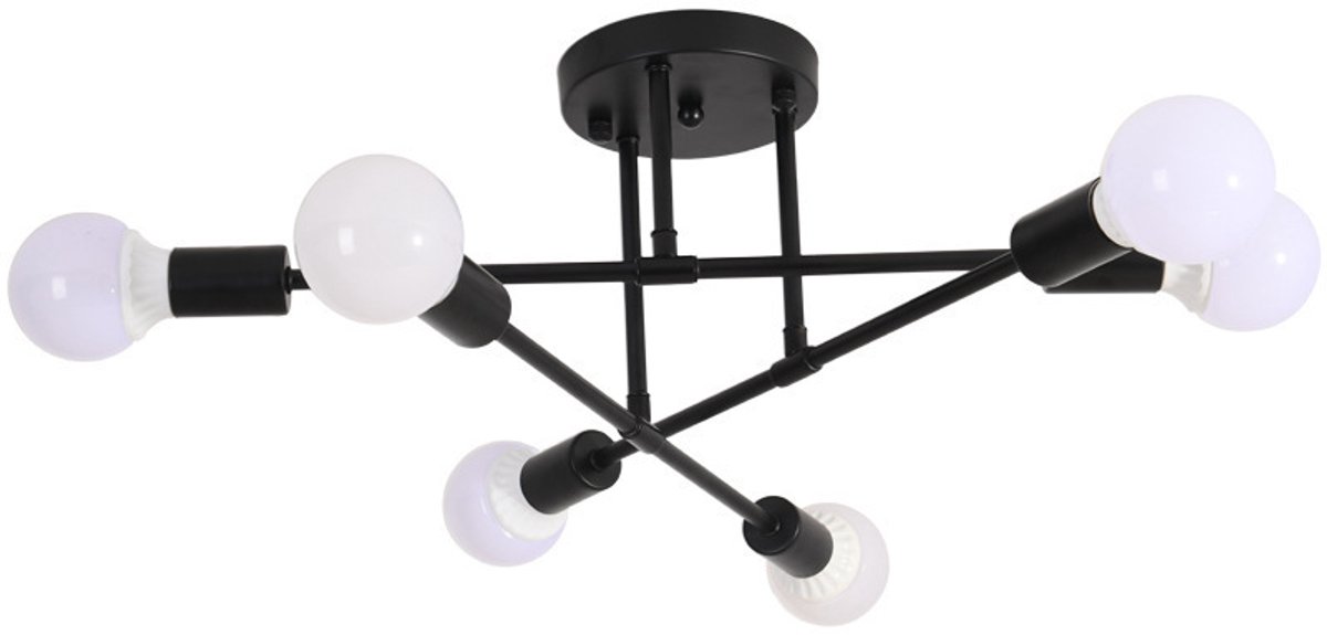 Plafondlamp Modern 6-Lichts E27 Plafonnière voor Woonkamer Slaapkamer Keuken Zwart