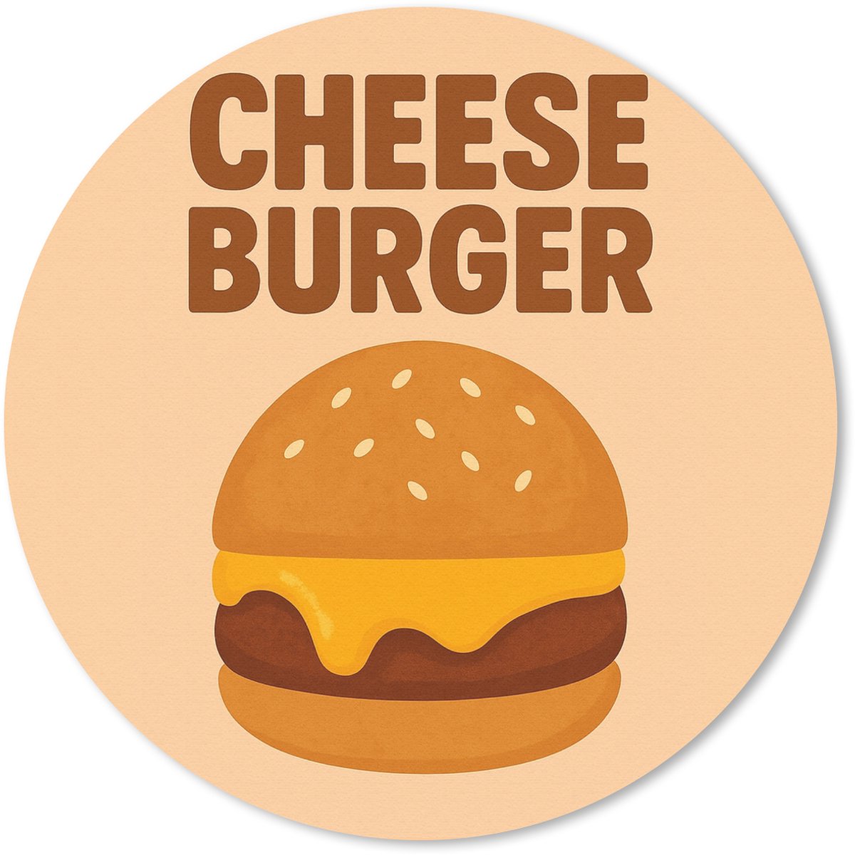 Muismat rond 30x30 cm - Mousepad Cheeseburger - Minimalistisch - Geel - Ronde muismatten